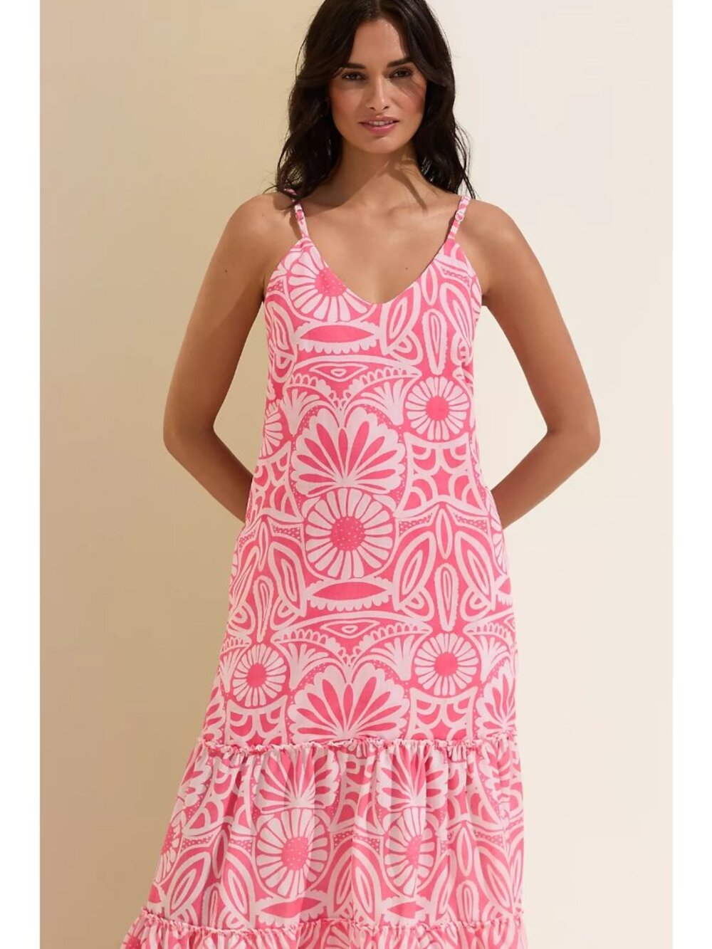 Anthropologie Peixoto Parker Pink White Floral Sleeveless Maxi Dress Size L - Picture 10 of 12